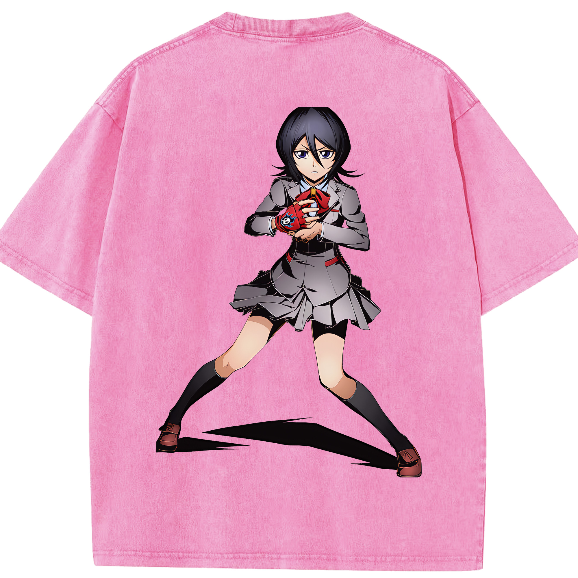 （画像用） ブリーチ 朽木ルキア BLEACH Kuchiki Rukia 綿100% ヴィンテージ風 半袖Tシャツ（背面プリント）